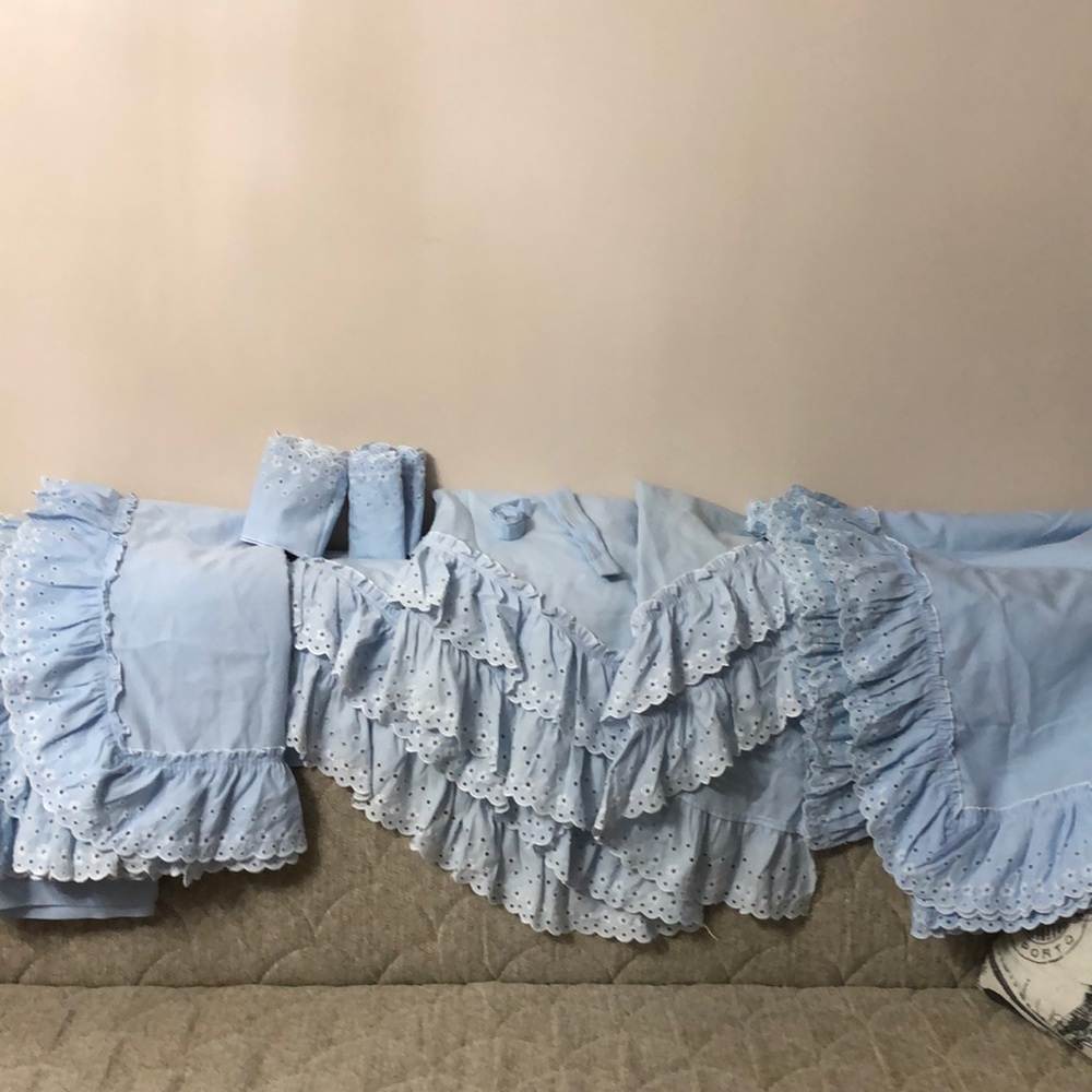 Vintage Window treatments, blue colour, good for 2